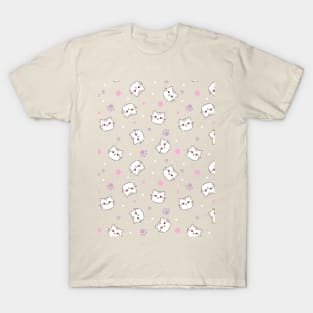 Seamless pattern of a cute cats, stars animal's paws T-Shirt